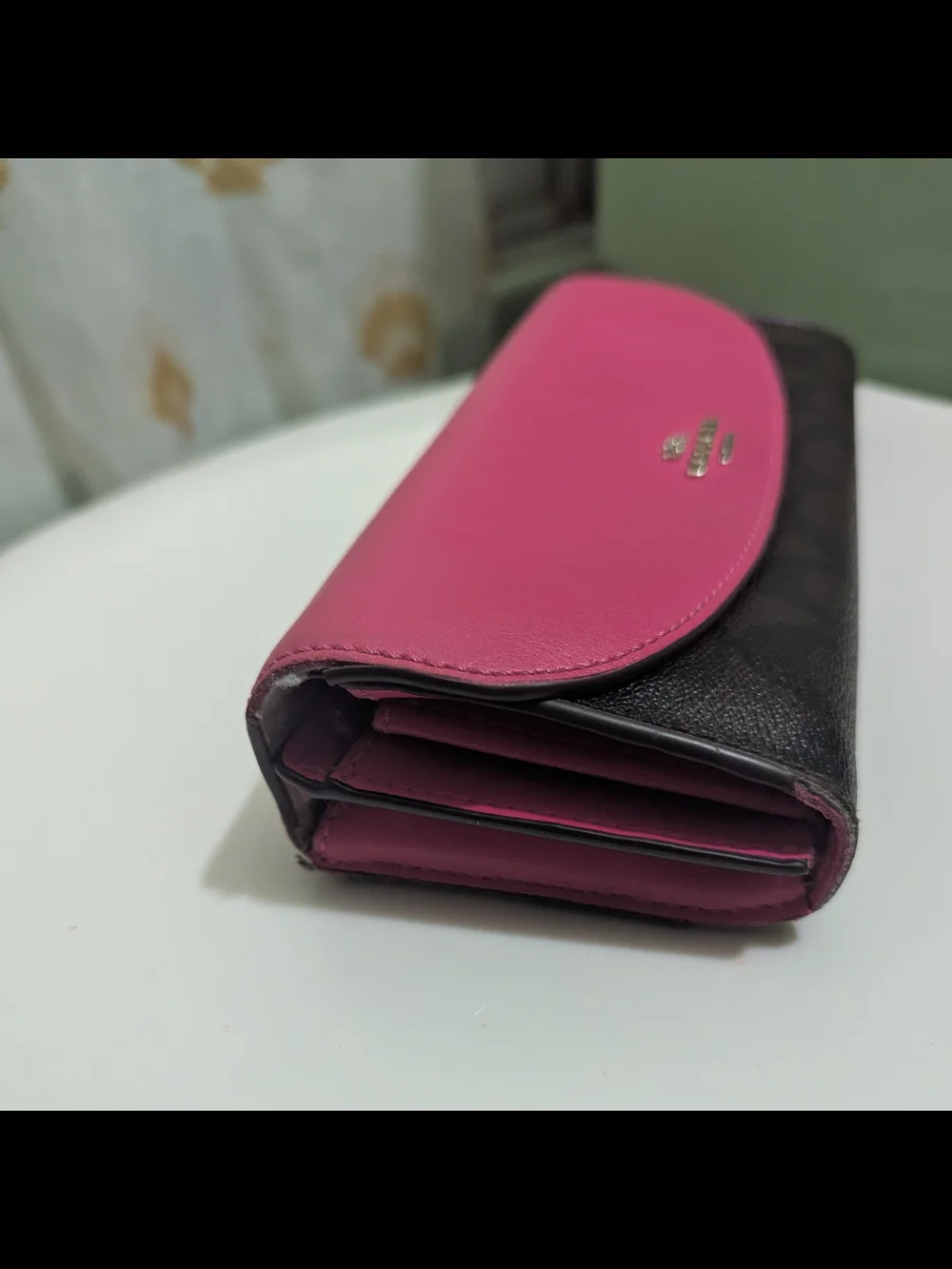 Coach Two-Tone Pink and Brown Leather Wallet